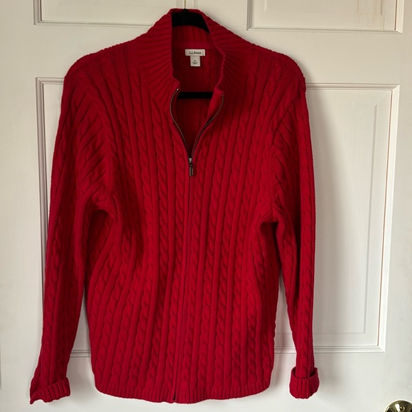 LL Bean Classic Cotton Zip Front Sweater 1X - Picture 7 of 8